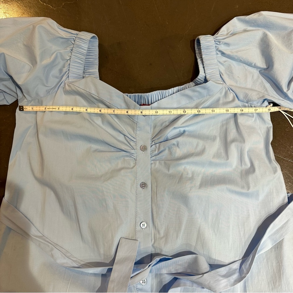STAUD “Reese” Sky Blue Off-the-Shoulder Midi Dress - Size Medium - Picture 8 of 12